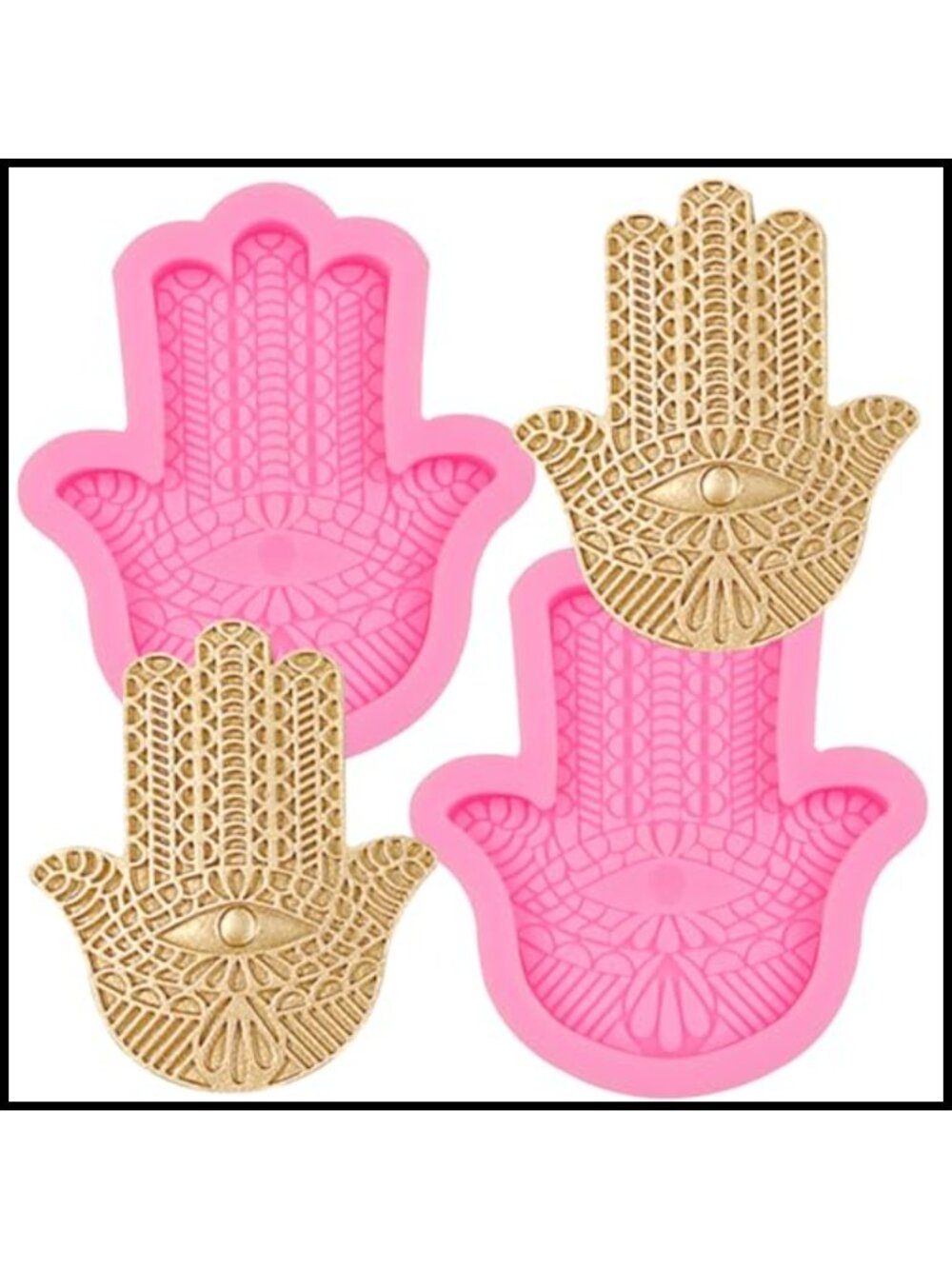 Hamsa Lotus Silicone Mold 2 Pc Resin Keychain Fondant Candle DIY Crafts